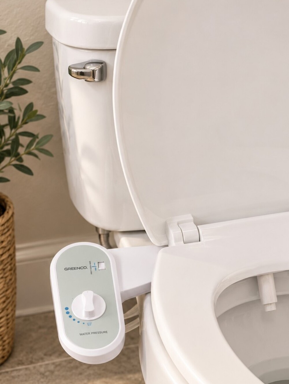 Greenco toilet bidet attachment white side-mounted control panel, Non-electric
